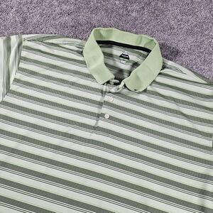 Bolle Golf Tech‎ Polo Shirt Men's XXL Green Stripe Performance Short Sleeve
